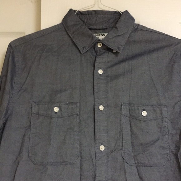 Express Blue Twill Button-up - Picture 2 of 4